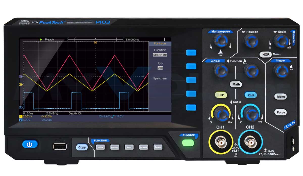 Speicheroszilloskop PeakTech P-1403 - 2CH - 50MHz - Digital-Oszilloskop