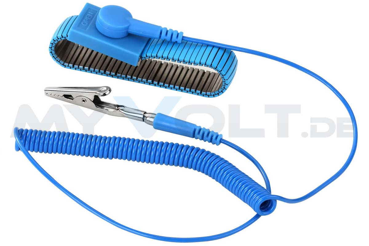ESD Metallarmband mit Spiralkabel und Krokoklemme ESD Metallarmband mit Spiralkabel und Krokoklemme