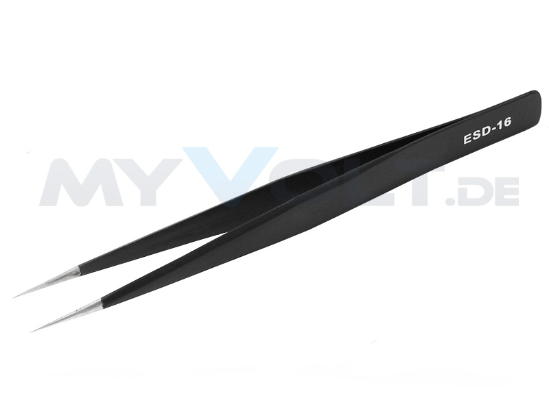 SMD-Edelstahl-Pinzette mit schwarzer ESD-Beschichtung 11,1/125mm