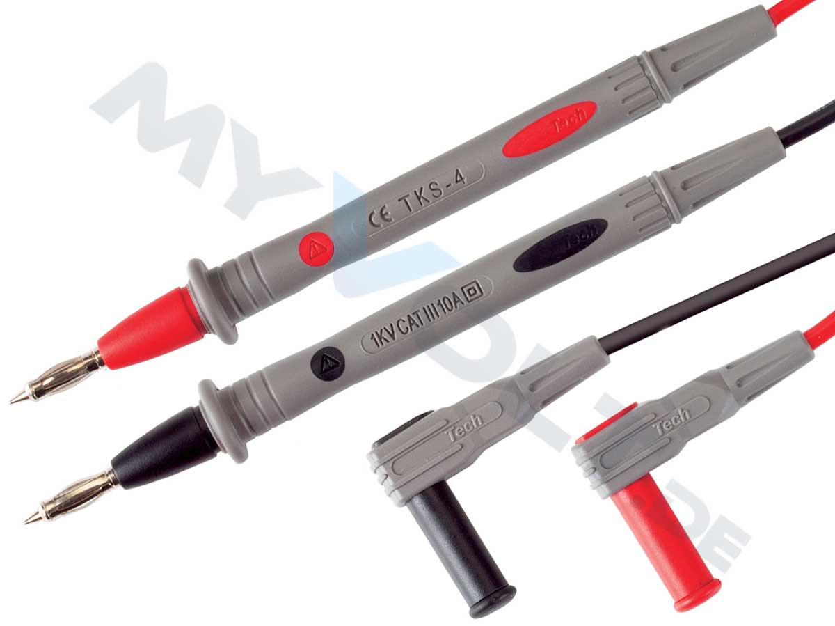 Messleitungen-Set mit 4mm Federkorb-Prüfspitzen Messleitungen-Set mit 4mm Federkorb-Prüfspitzen