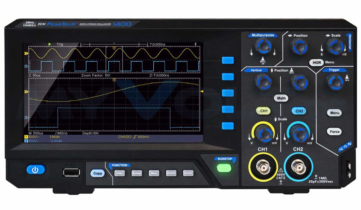 Speicheroszilloskop PeakTech P-1400 - 2CH - 5MHz - Digital-Oszilloskop