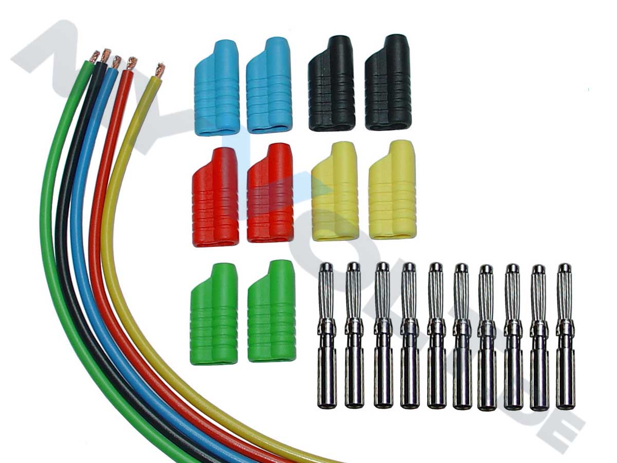Messleitungen-Bausatz  5x 100cm 4mm Bananenstecker Messleitungen-Bausatz  5x 100cm 4mm Bananenstecker