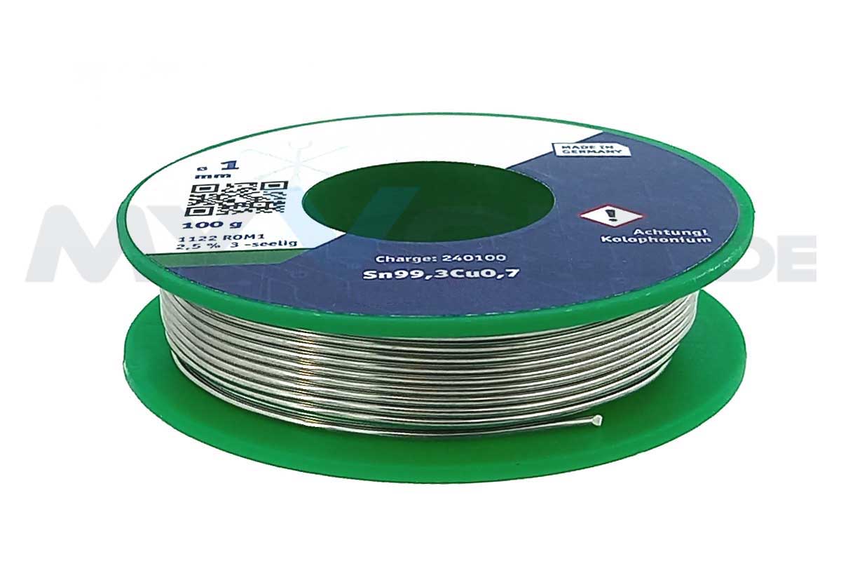 Lötzinn bleifrei Ø 1,0mm ( 100g ) Sn99,3Cu0,7 / F-SW 26 Lötzinn bleifrei Ø 1,0mm ( 100g ) Sn99,3Cu0,7 / F-SW 26
