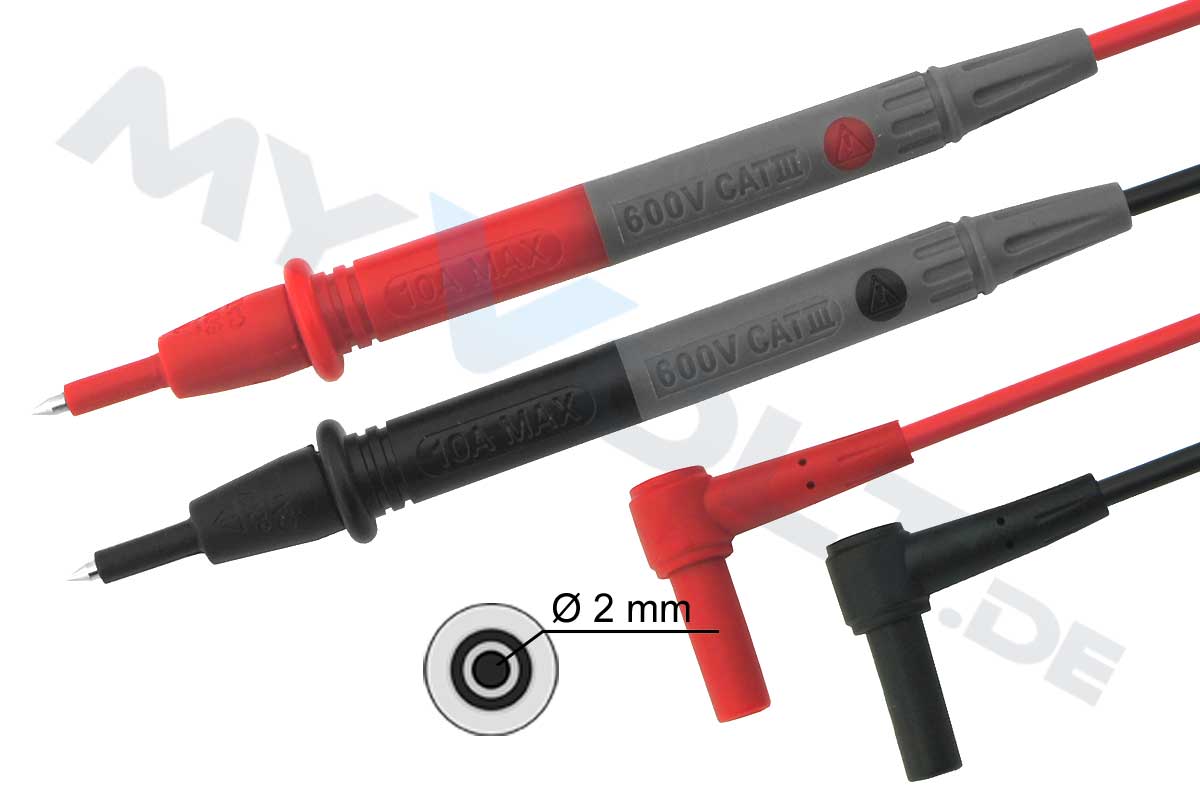 Messleitungen-Set mit 2mm Prüfspitzen und 2mm Sicherheitsstecker