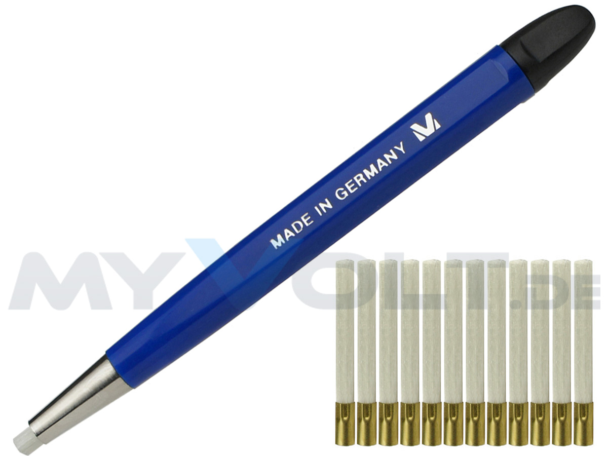 Glasfaserradierer MV-Tools mit Metallspitze inkl. 12 Glasfasereinsätze Glasfaserradierer MV-Tools mit Metallspitze inkl. 12 Glasfasereinsätze