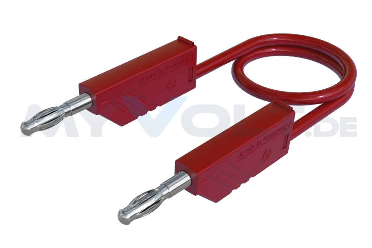 Laborleitung / Messleitung 25cm MLN-25/1 rot mit 4mm Lamellenstecker 0,25m Hirschmann  Laborleitung / Messleitung 25cm MLN-25/1 rot mit 4mm Lamellenstecker 0,25m Hirschmann