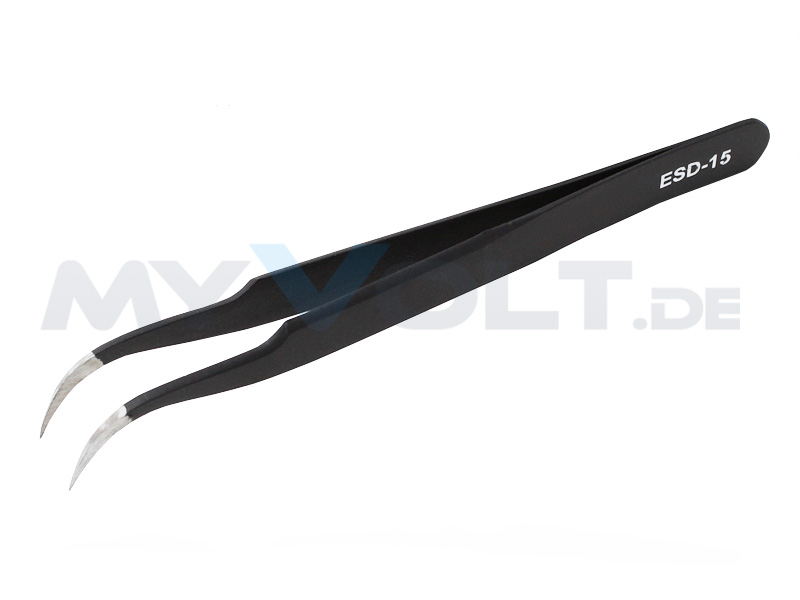 SMD-Edelstahl-Pinzette mit schwarzer ESD-Beschichtung 10,3/116mm