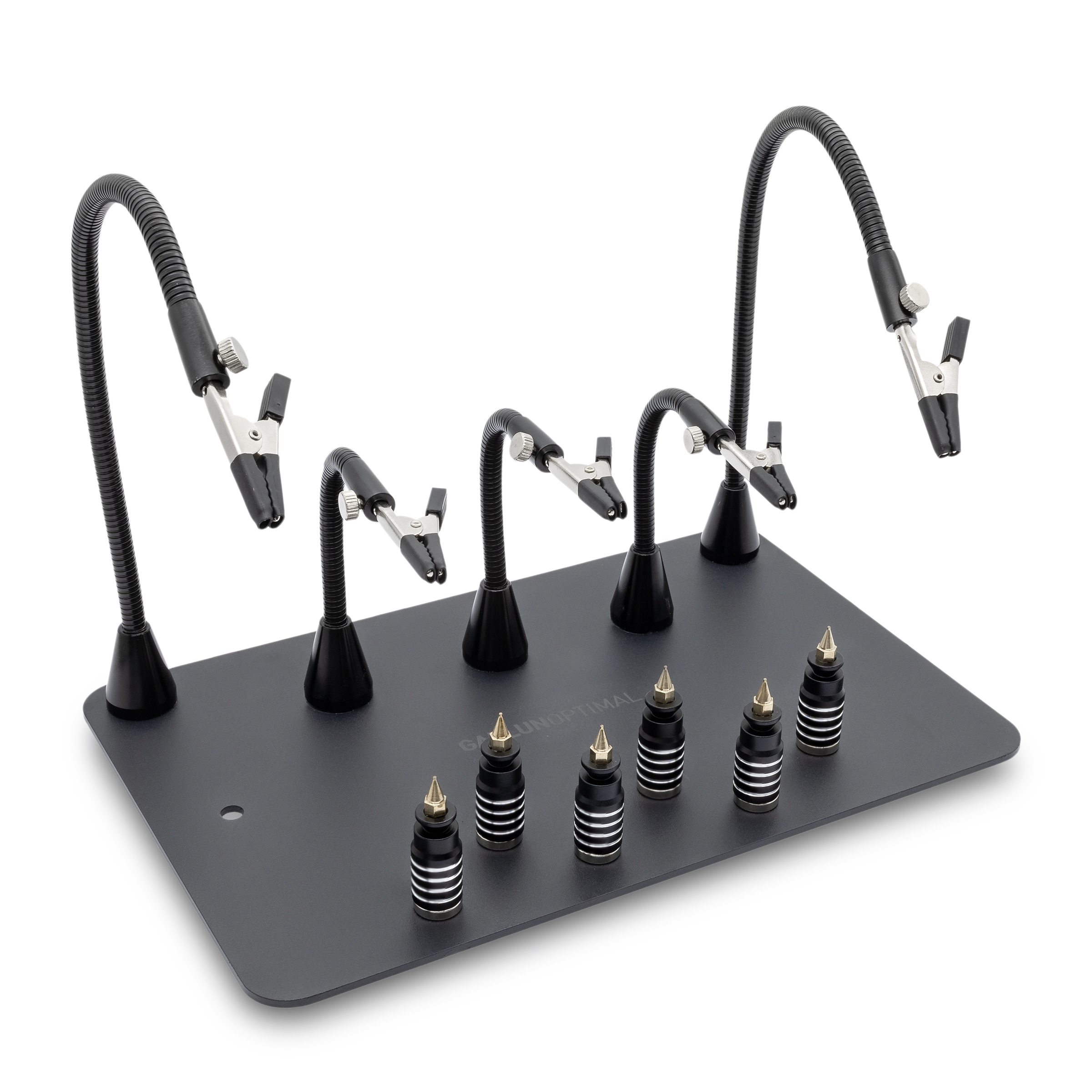 PCB-Halter / Platinen- und Leiterplattenhalter mit 6 Pins und 5 Schwanenhalsklemmen PCB-Halter / Platinen- und Leiterplattenhalter mit 6 Pins und 5 Schwanenhalsklemmen