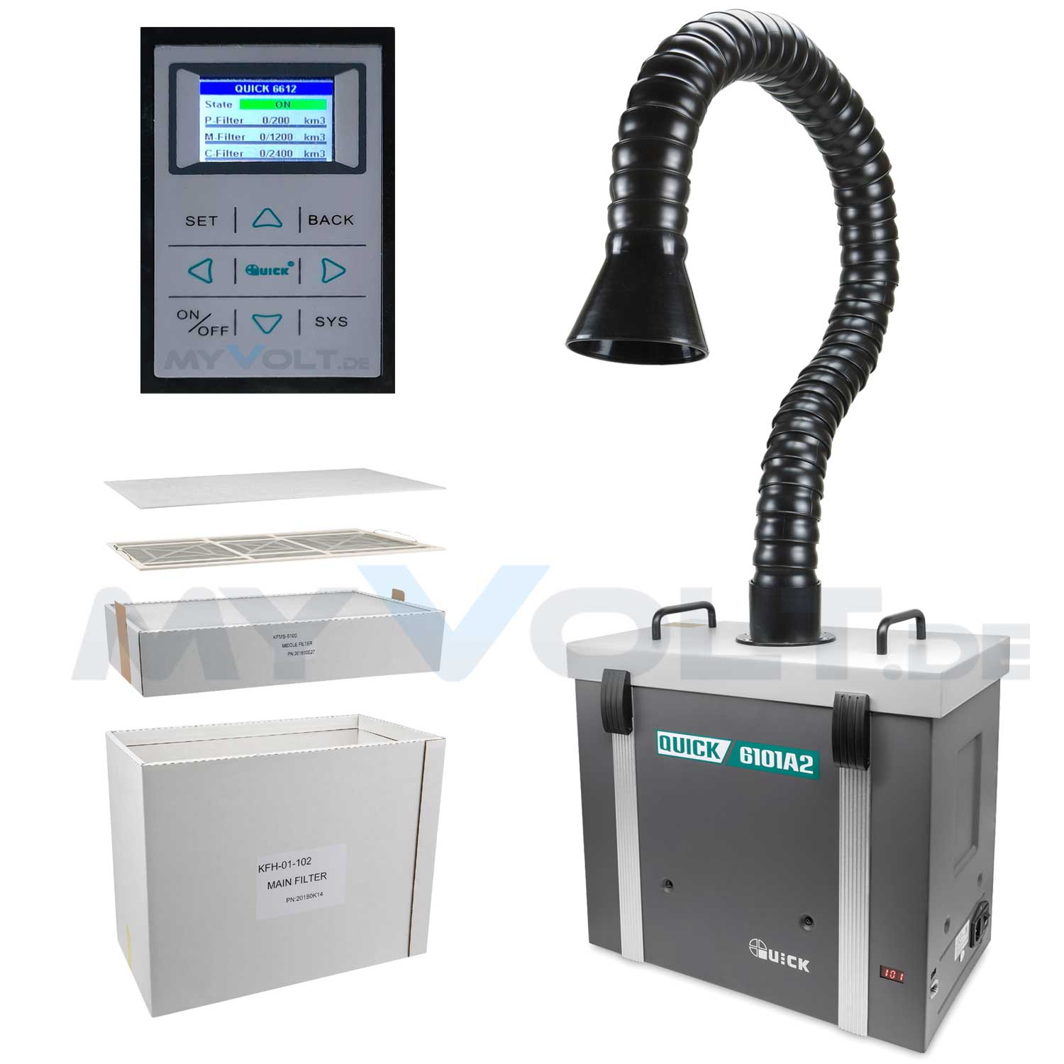 Lötrauchabsaugung mit Segment Absaugarm Quick QU6101A2  Filtersystem