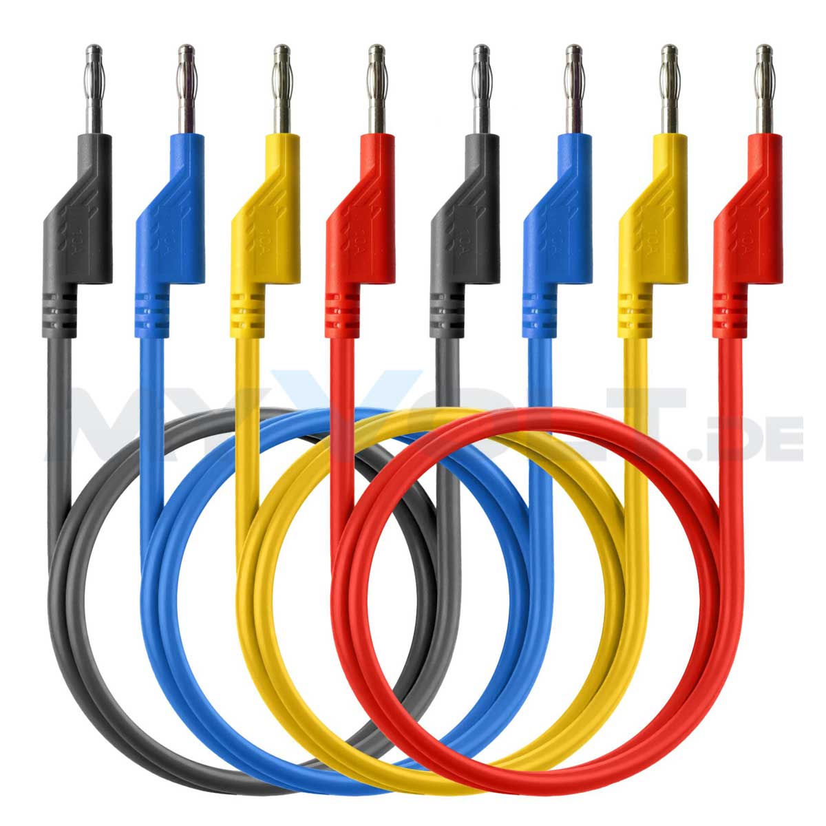 4-teiliges Messleitungen / Testkabel Set 25cm mit 4mm Bananenstecker