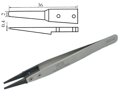 Pinzette ESD-sicher gerade 2,0mm (flach)