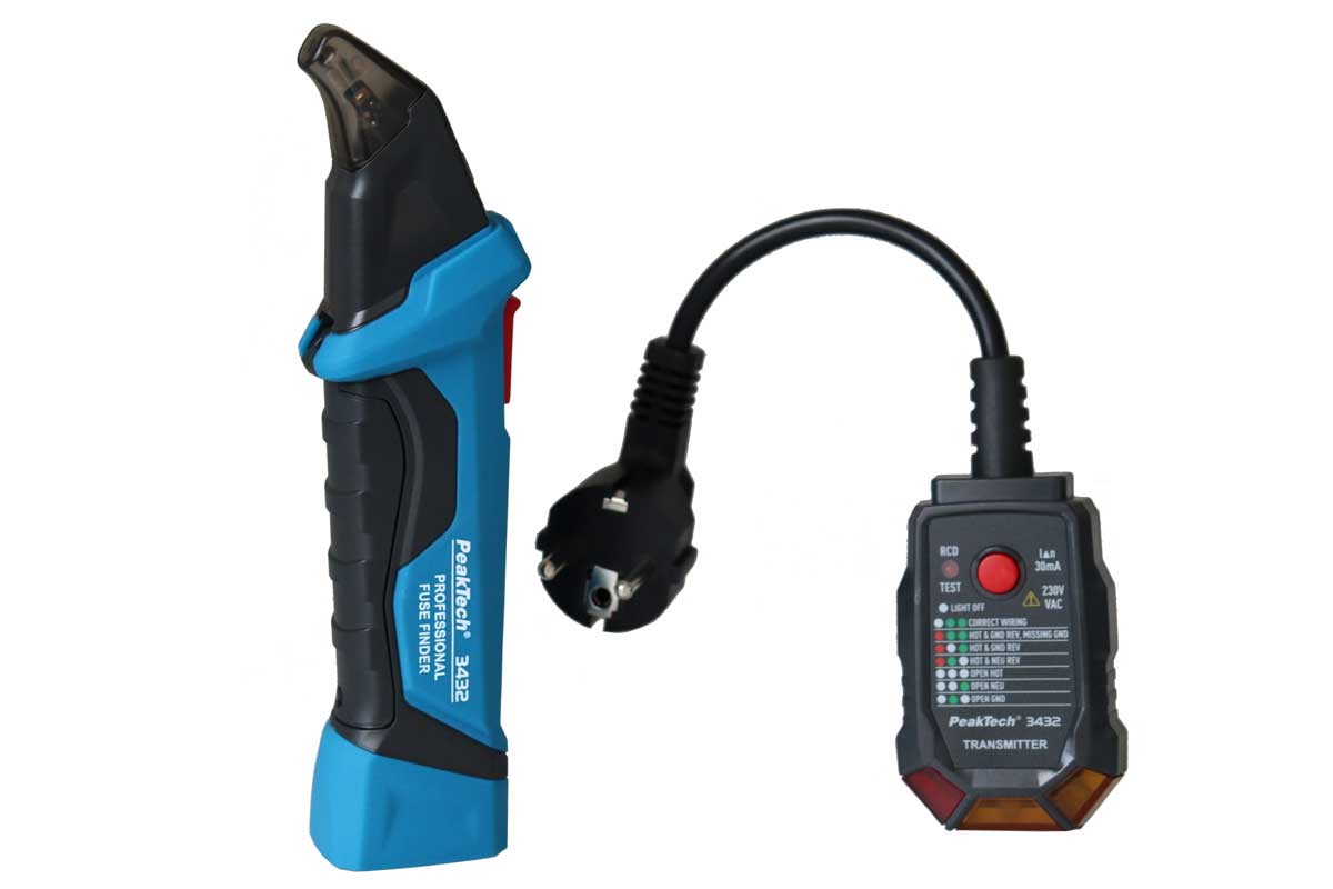 Leitungssucher Steckdosentester Sicherungsfinder PeakTech 3432 Leitungssucher Steckdosentester Sicherungsfinder PeakTech 3432