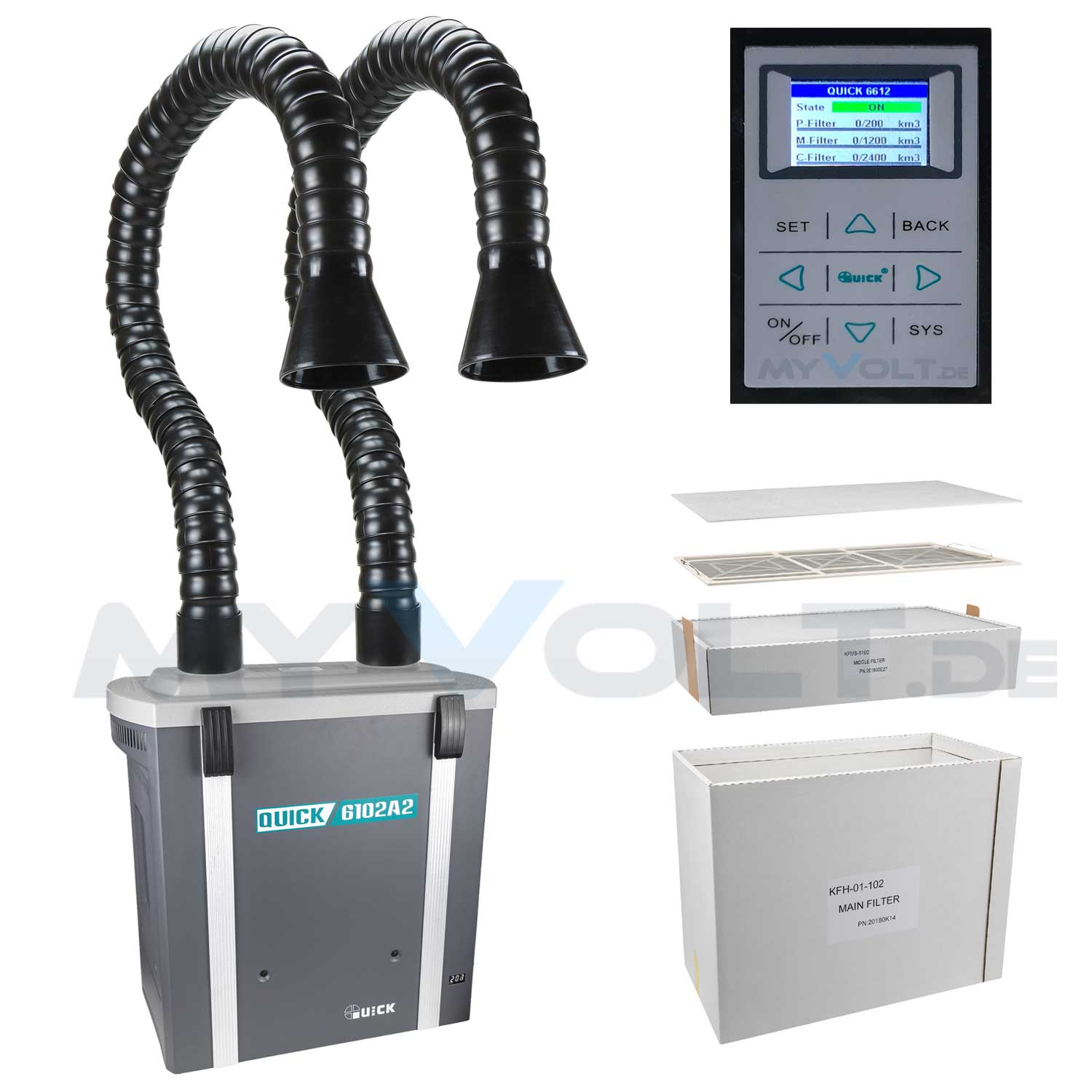 Lötrauchabsaugung mit Segment Absaugarm Quick QU6102A2  Filtersystem