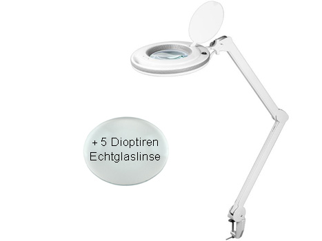 LED-Lupenleuchte in 6 Stufen dimmbar 3 + 5 Dioptrien mit 90-LEDs