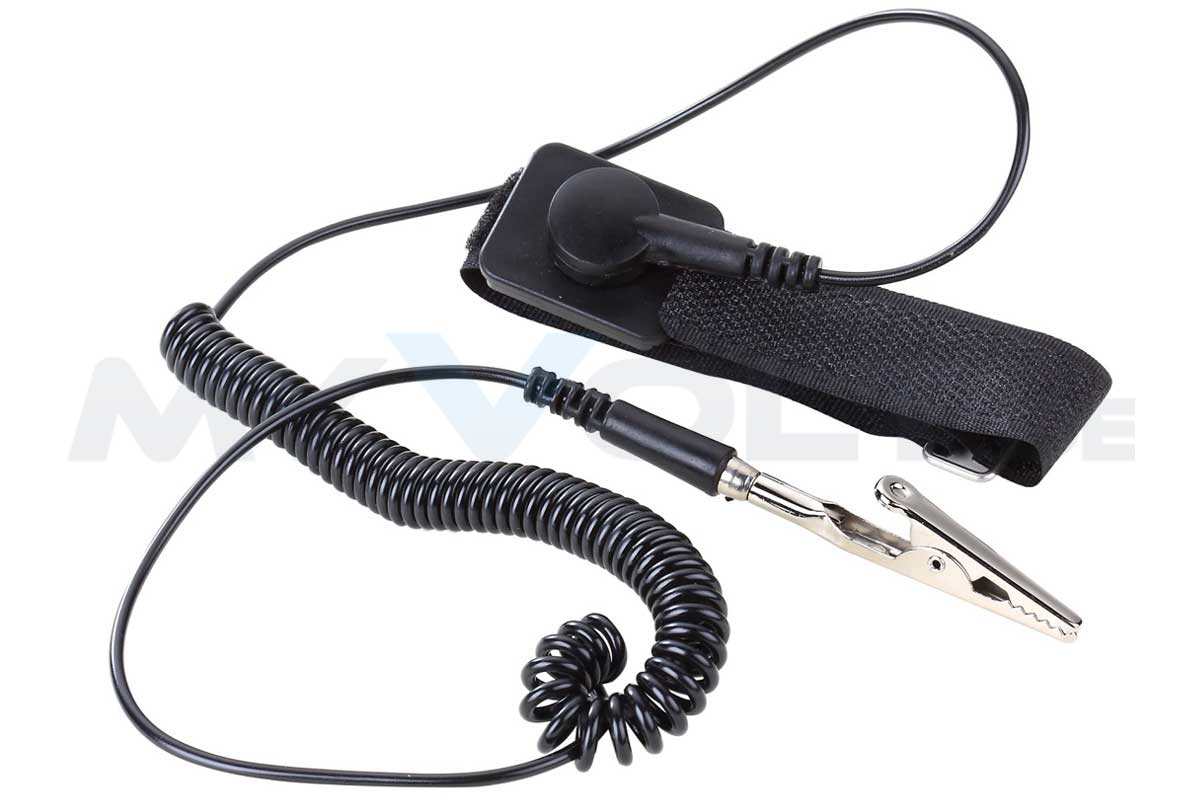 ESD Armband mit Spiralkabel und Krokodilklemme