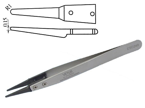 Pinzette ESD-sicher gerade 1,7mm (abgerundet)