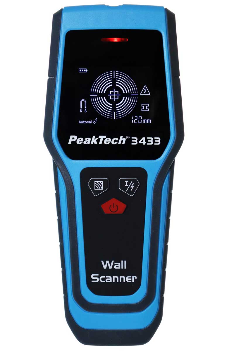Digitaler Wandscanner für Metall,  Leitungen und Holz Detektor PeakTech 3433
