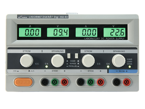 Labornetzgerät 2x 0-30V / 0-3A LCD-Anzeige Digi-302-03
