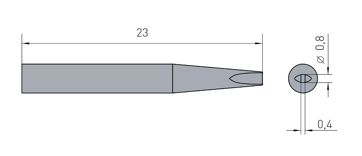 Lötspitze Weller RTM-008-S / RT9 0,8x 0,4mm (meißelförmig) RT-9 - 40 Watt