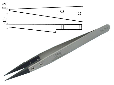 Pinzette ESD-sicher gerade 0,6mm (spitz) Pinzette ESD-sicher gerade 0,6mm (spitz)