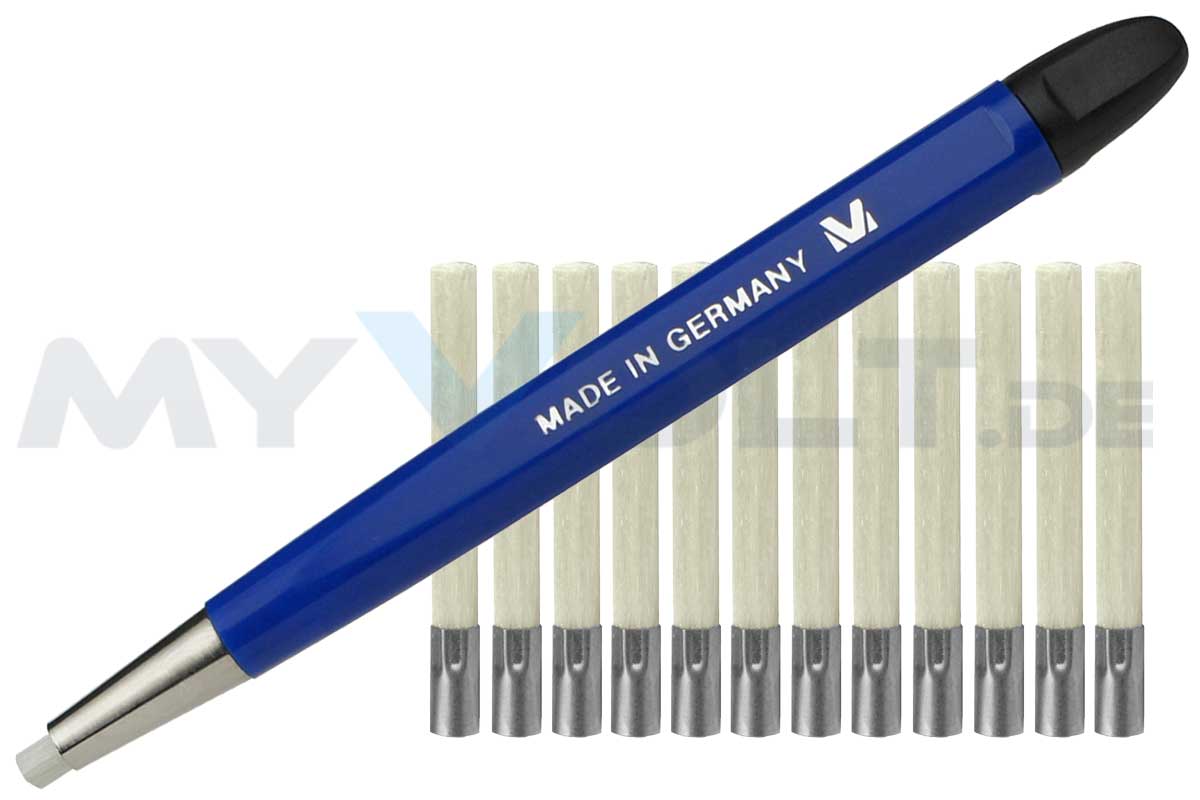 Glasfaserradierer MV-Tools mit Metallspitze inkl. 12 Glasfasereinsätze Glasfaserradierer MV-Tools mit Metallspitze inkl. 12 Glasfasereinsätze