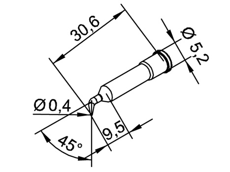 Lötspitze ERSA 102SDLF04 Ø 0,4mm 45° gebogen bleistiftspitz