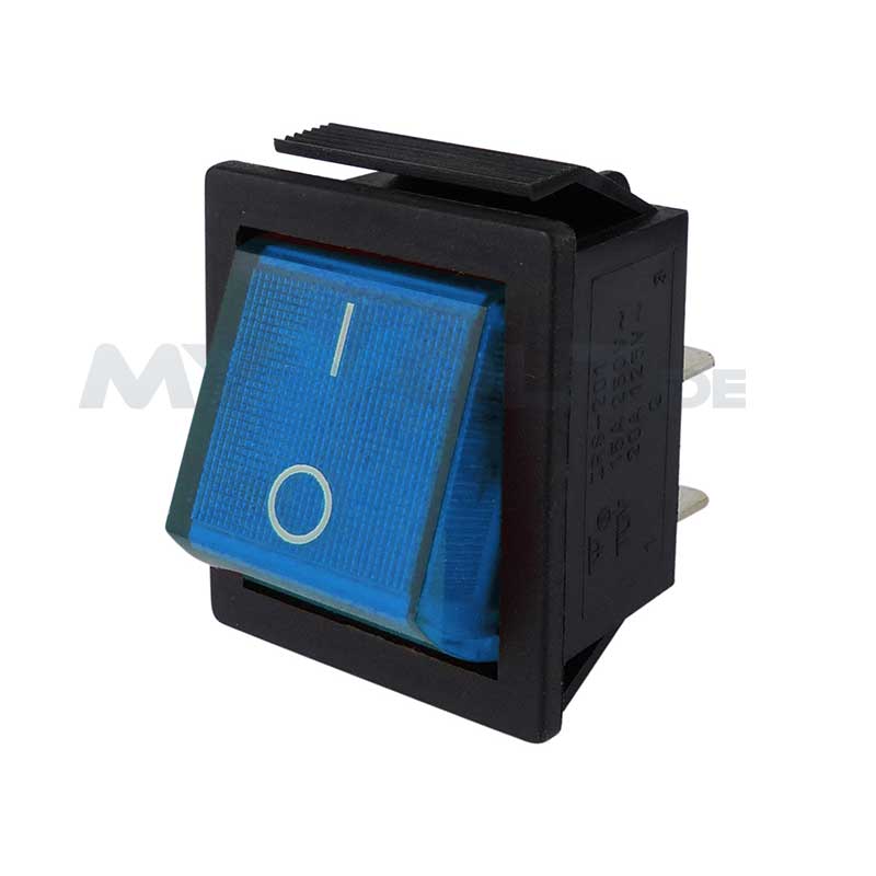 Leucht-Wippenschalter 2-polig mit Beleuchtung I / O blau Leucht-Wippenschalter 2-polig mit Beleuchtung I / O blau